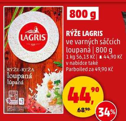 RÝŽE LAGRIS ve varných sáčcích loupaná, 800 g 