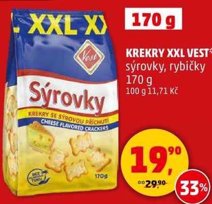 KREKRY XXL VEST sýrovky, rybičky, 170 g  