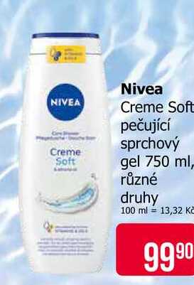 Nivea Creme Soft pečující sprchový gel 750 ml
