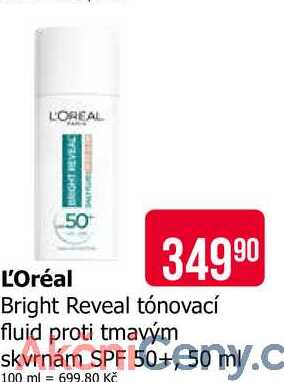 L'Oréal Bright Reveal tónovací fluid proti tmavým skvrnám SPF 50+50ml
