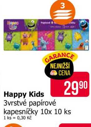 Happy Kids 3vrstvé papírové kapesníčky 10x 10 ks 