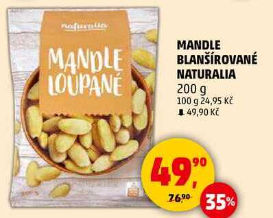 MANDLE BLANŠÍROVANÉ NATURALIA, 200 g  