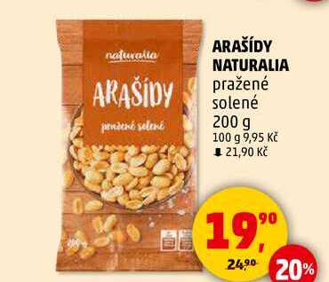 ARAŠÍDY NATURALIA pražené solené, 200 g 
