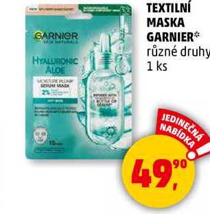 TEXTILNÍ MASKA GARNIER různé druhy, 1 ks 