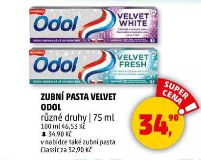 Odol VELVET zubní pasta různé druhy, 75 ml  