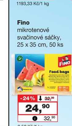 Fino mikrotenové svačinové sáčky, 25 x 35 cm, 50 ks 