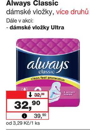 Always Classic dámské vložky, více druhů 