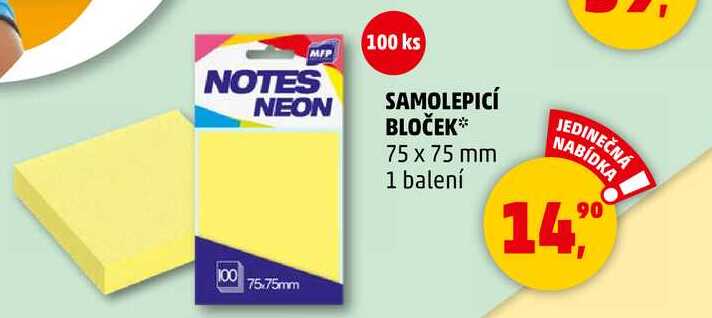 SAMOLEPICÍ BLOČEK 75 x 75 mm, 1 balení  