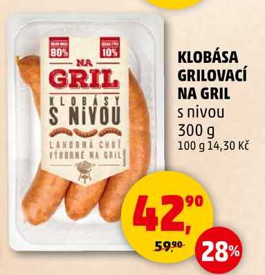 KLOBÁSA GRILOVACÍ NA GRIL s nivou, 300 g 
