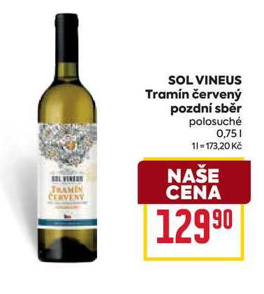 SOL VINEUS Tramín červený pozdní sběr polosuché 0,75l 