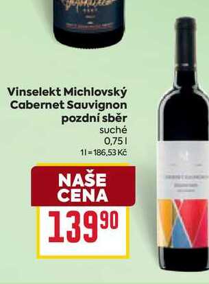 Vinselekt Michlovský Cabernet Sauvignon pozdní sběr suché 0,75l