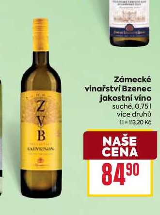 Zámecké vinařství Bzenec jakostní víno suché, 0,75l