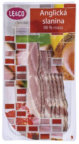 Anglická slanina 98% masa, 100 g