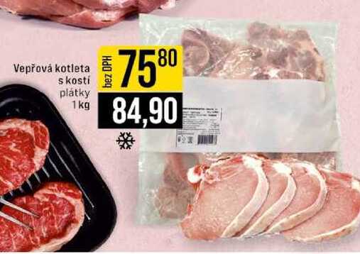 Vepřová kotleta s kostí plátky 1kg 