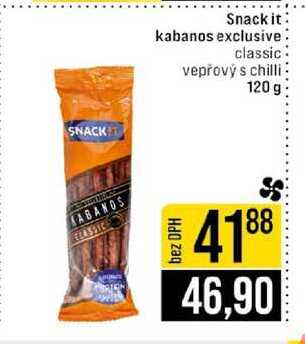 Snack it kabanos exclusive classic vepřový s chilli 120 g