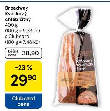 Breadway Kváskový chléb žitný, 400 g 