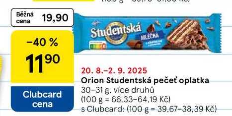 Orion Studentská pečeť oplatka, 30-31 g, více druhů