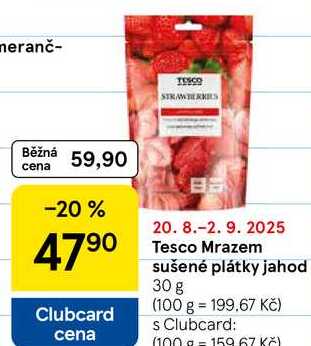 Tesco Mrazem sušené plátky jahod, 30 g 