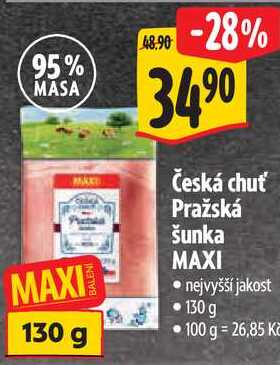 Česká chuť Pražská šunka MAXI, 130 g