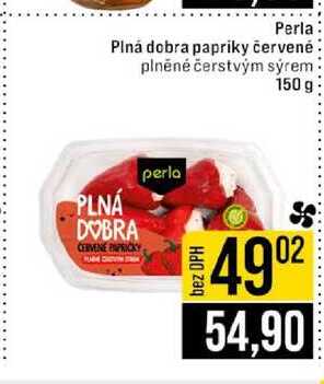 Perla Plná dobra papriky červené plněné čerstvým sýrem 150 g