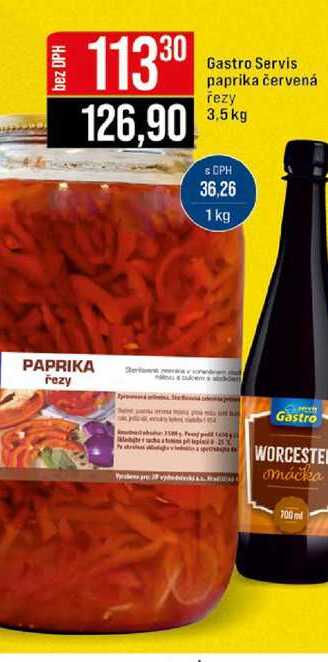 Gastro Servis paprika červená řezy 3,5kg 