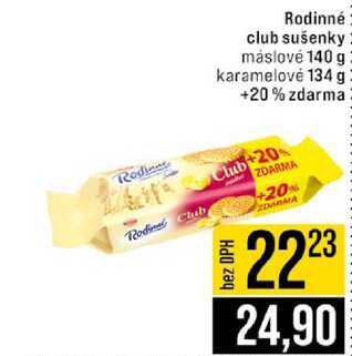 Rodinné club sušenky máslové 140 g karamelové 134 g +20% zdarma