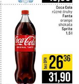 Coca Cola různé druhy Fanta orange shokata Sprite 1,5l