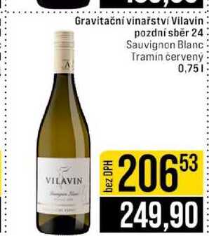Gravitační vinařství Vilavin pozdní sběr 24 Sauvignon Blanc Tramin červený 0,75l