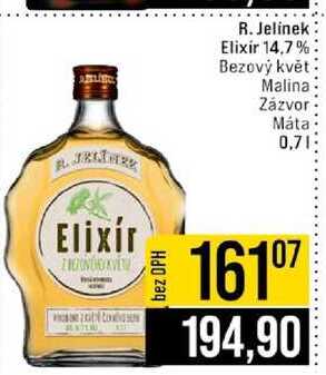 R. Jelinek Elixir 14,7% Bezový květ Malina Zázvor Máta 0,7l