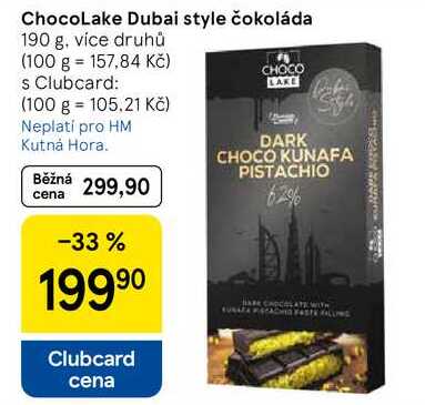 ChocoLake Dubai style čokoláda, 190 g, více druhů 
