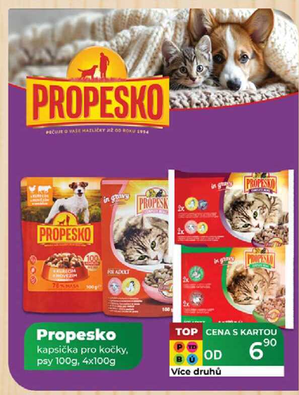 Propesko kapsička pro kočky, psy 100g, 4x100g 
