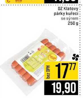 DZ Klatovy párky kuřecí se sýrem 250 g 