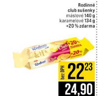 Rodinné club sušenky máslové 140 g karamelové 134g +20% zdarma
