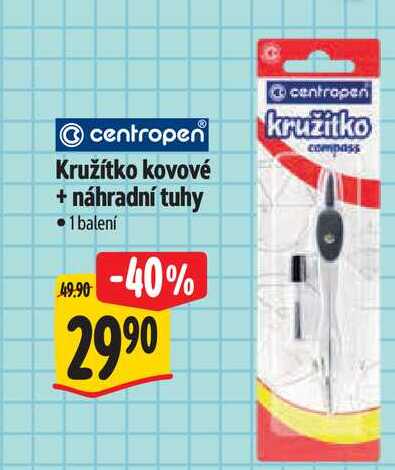   Kružítko kovové + náhradní tuhy 1 balení  