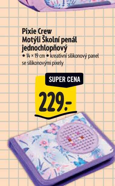 Pixie Crew Motýli Školní penál jednochlopňový 14 x 19 cm  