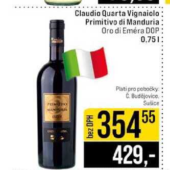 Claudio Quarta Vignaiolo Primitivo di Manduria Oro di Emera DOP 0.75l