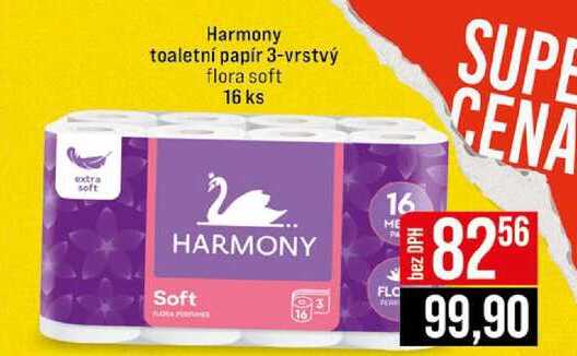 Harmony toaletní papír 3-vrstvý flora soft 16 ks 