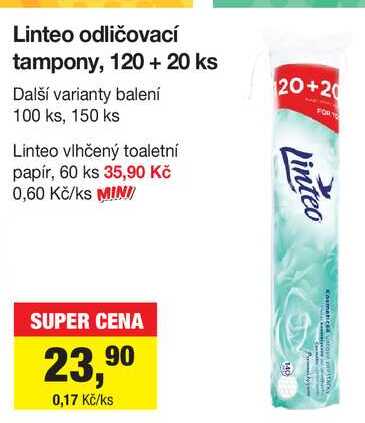 Linteo odličovací tampony, 120+ 20 ks 