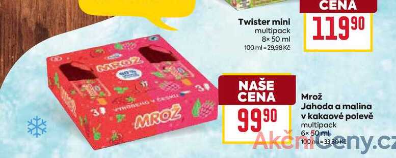 Mrož Jahoda a malina v kakaové polevě multipack 6x50ml