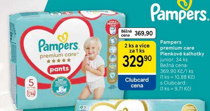 Pampers premium care plenkové kalhotky, 34 ks  