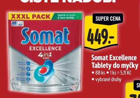Somat Excellence Tablety do myčky, 88 ks 