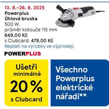 Powerplus Úhlová bruska, 500 W. průměr kotouče 115 mm 