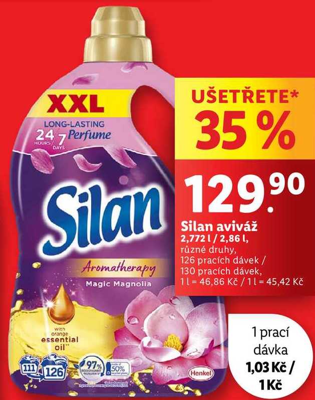 Silan aviváž 2,772 l/2,86 l, 126 pracích dávek/130 pracích dávek