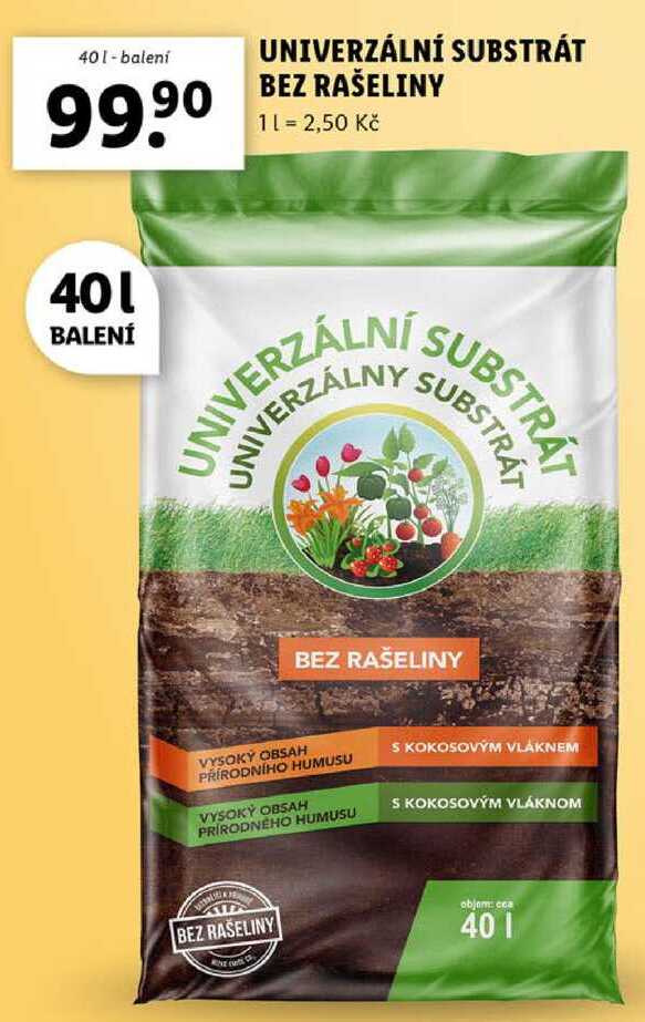 UNIVERZÁLNÍ SUBSTRÁT BEZ RAŠELINY, 40 l