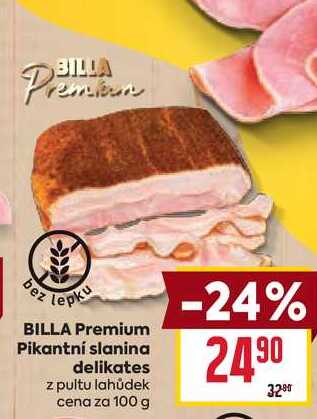BILLA Premium Pikantní slanina delikates z pultu lahůdek cena za 100 g