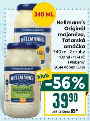 Hellmann's Originál majonéza, Tatarská omáčka 340 ml