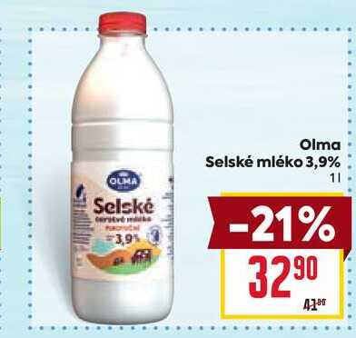 Olma Selské mléko 3,9% 1l
