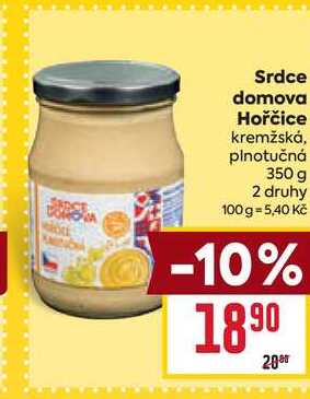 Srdce domova Hořčice kremžská, plnotučná 350 g 