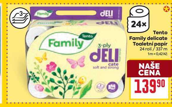 Tento Family delicate Toaletní papír 24 roli/337 m