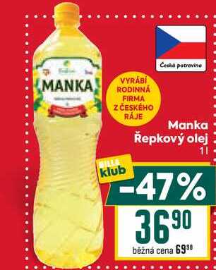 Manka Řepkový olej 1l
